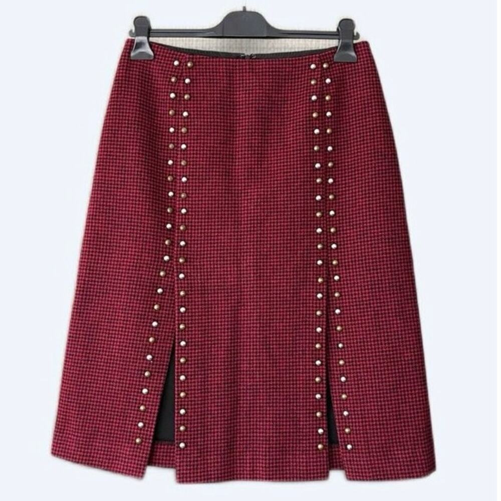 Scotch & Soda Houndstooth Studded Midi Skirt Size Medium - Picture 2 of 10
